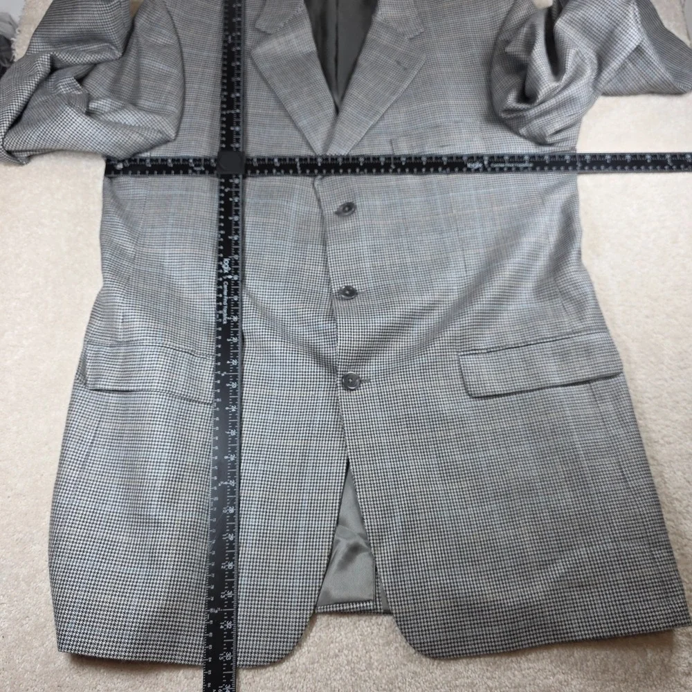 Burberry London Blazer Mens 44L Grey Silk Wool Houndstooth Kensington Sport Coat